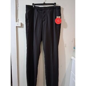 Oliver Spencer Mens 100% Wool Flat Front Pinstripe Trousers Swarm Brown 34 OST1C